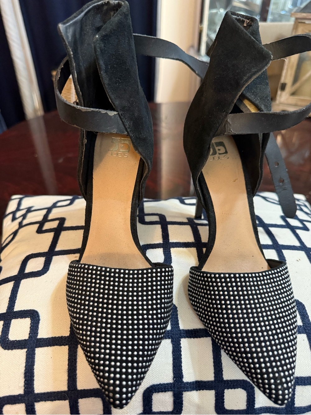 JOEs Jeans shoes Black Studded Pointed-Toe Ankle Strap Heels